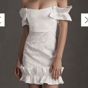 V. Chapman White Off-Shoulder Mini Dress